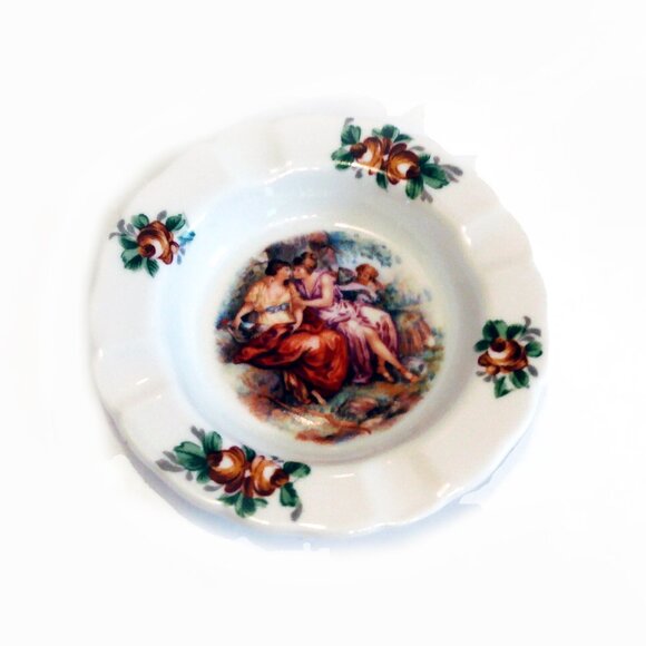 Vintage Limoges France Miniature Ashtray-Victorian Ladies Conversing - Picture 6 of 8